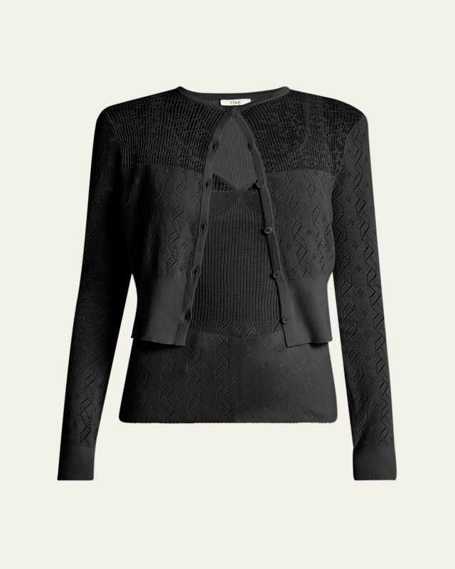 Embroidered Pointelle Cotton Combo Top